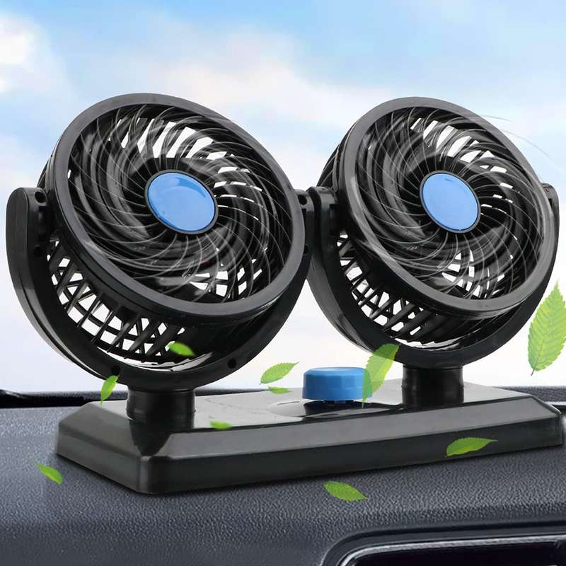 Dual Head Cigarette Lighter Powered Car Fan PM-035