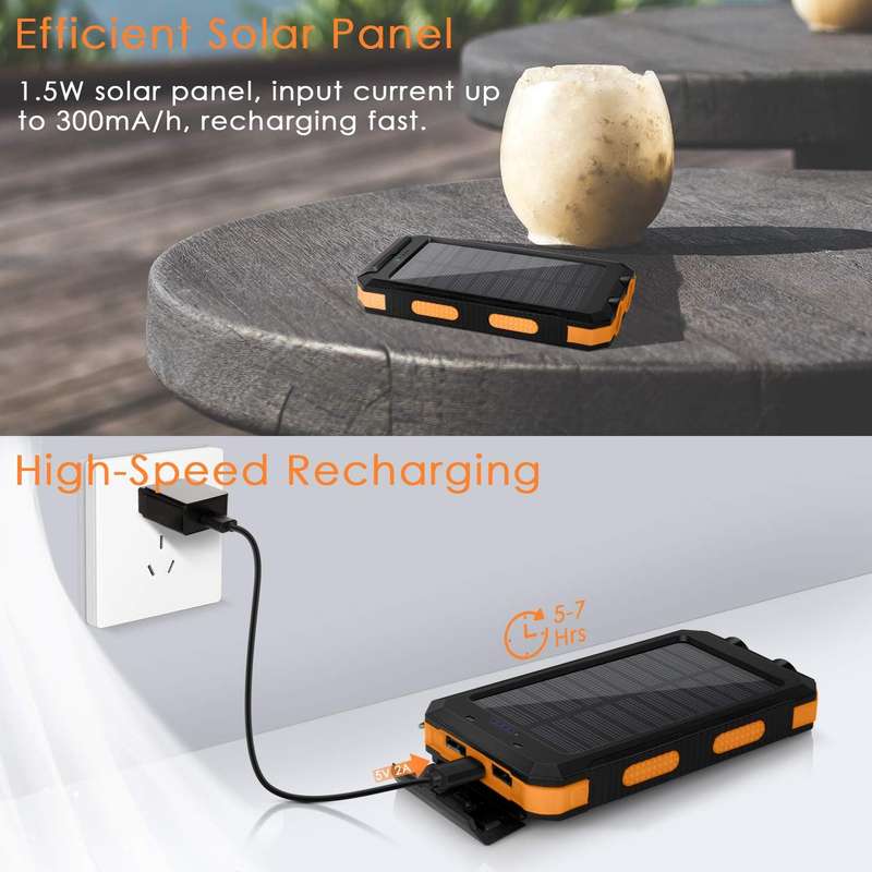 20000mAh Solar Powered Power Bank Flashlight With GPS PA-14