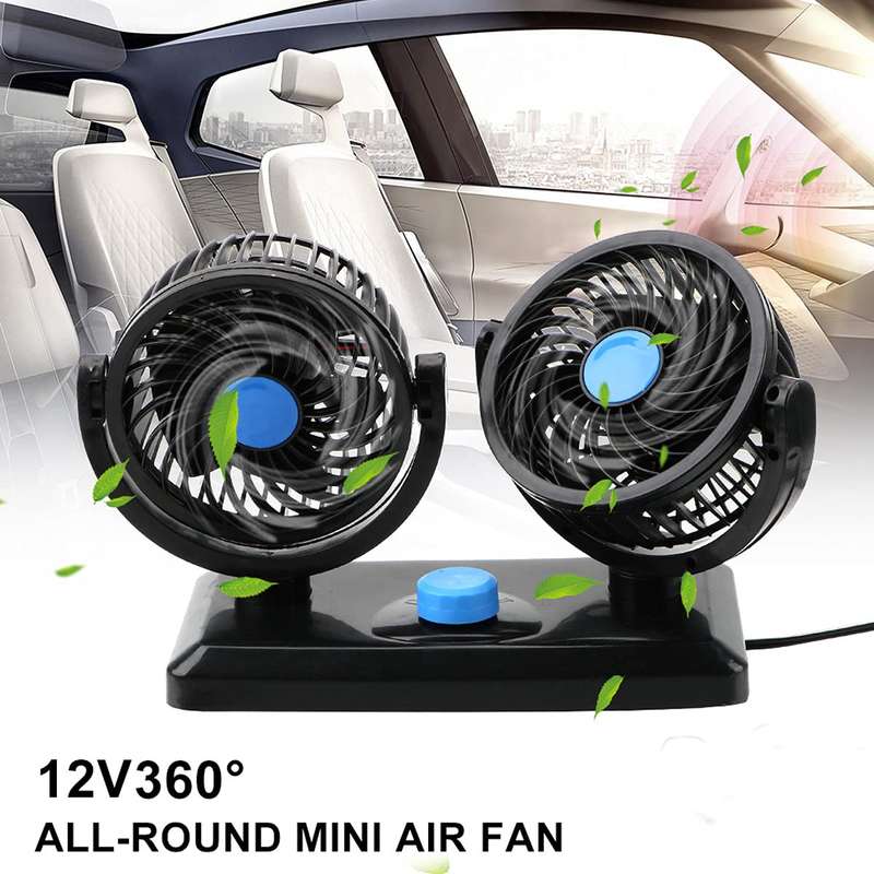 Dual Head Cigarette Lighter Powered Car Fan PM-035