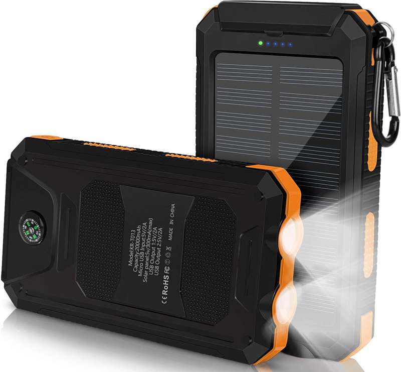 20000mAh Solar Powered Power Bank Flashlight With GPS PA-14