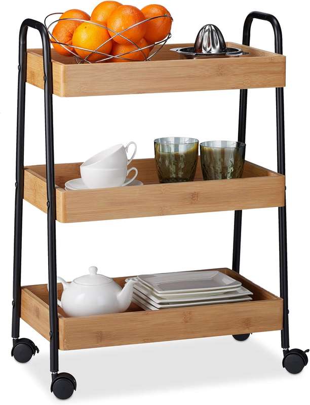 3-Tier Multi-Functional Serving Trolley With Wheels