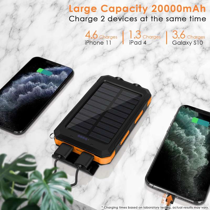 20000mAh Solar Powered Power Bank Flashlight With GPS PA-14