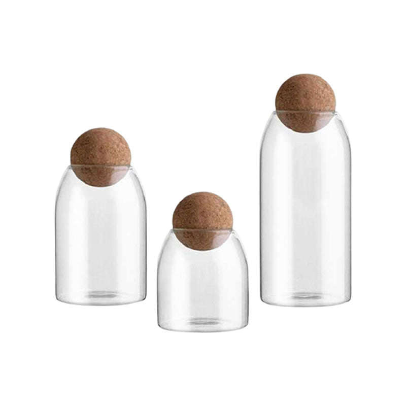3-Pieces Of Glass Jar With Wooden Lid Ball