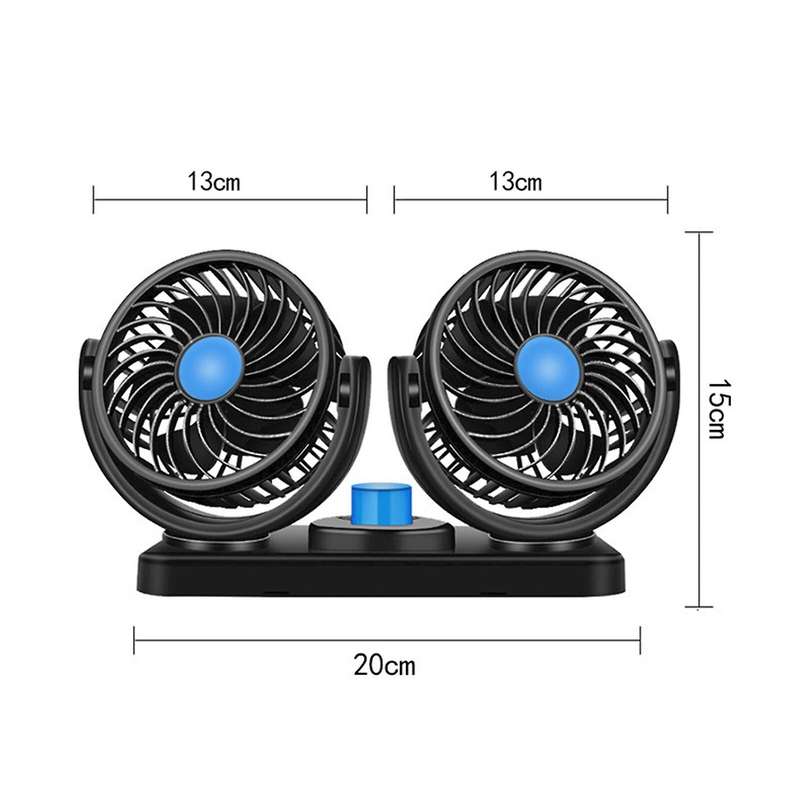 Dual Head Cigarette Lighter Powered Car Fan PM-035
