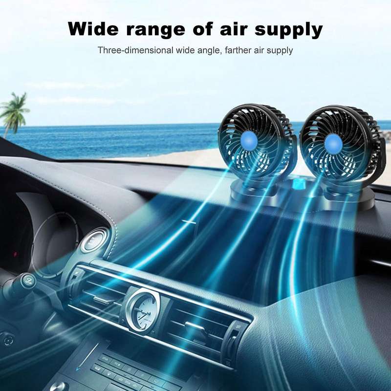 Dual Head Cigarette Lighter Powered Car Fan PM-035