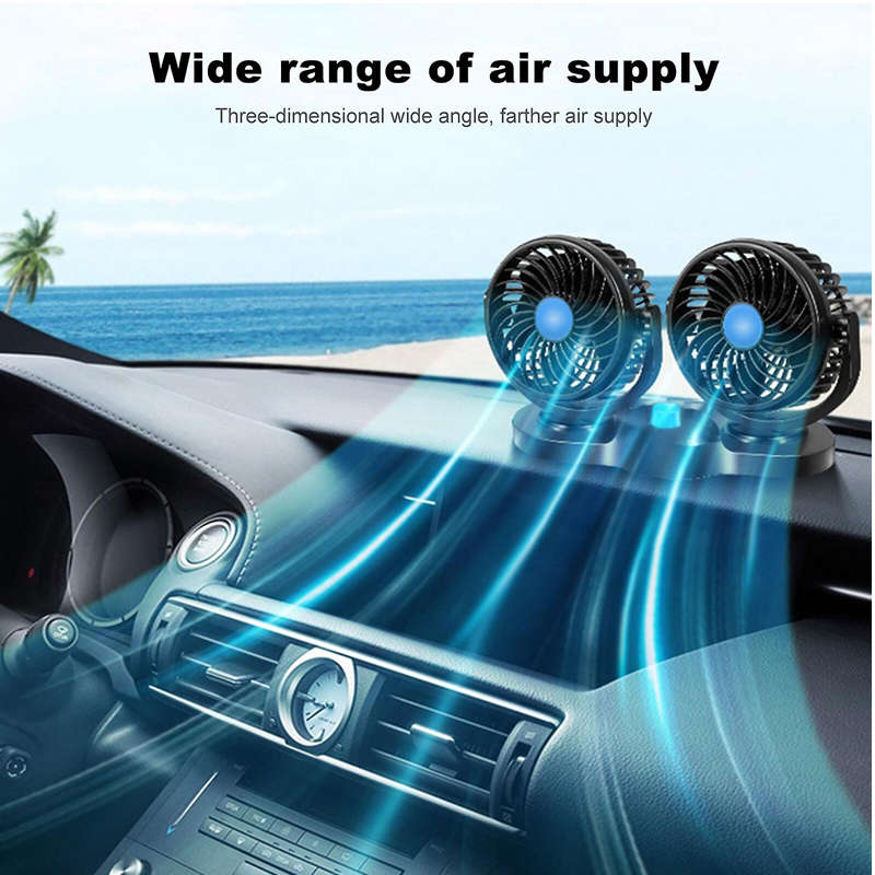 Dual Head Cigarette Lighter Powered Car Fan PM-035