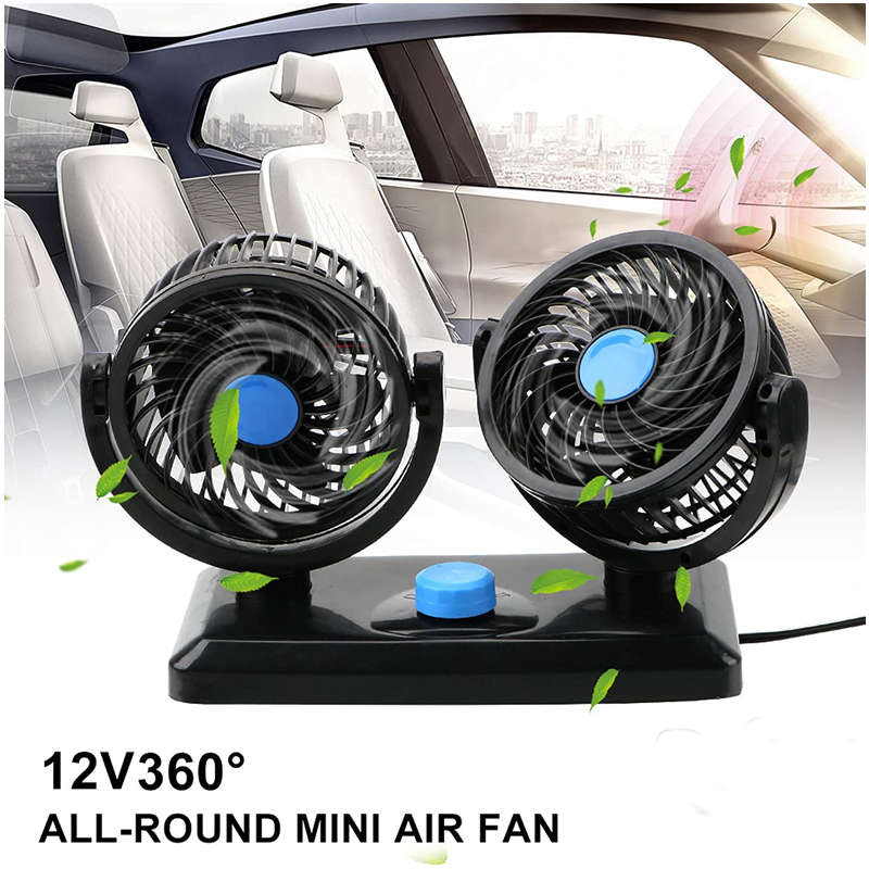 Dual Head Cigarette Lighter Powered Car Fan PM-035