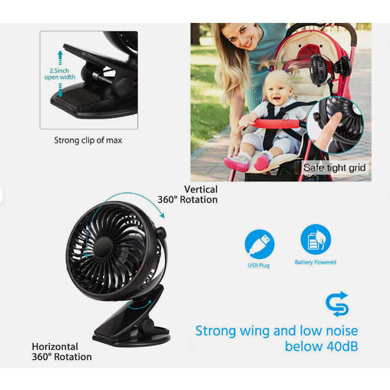 12V Oscillating Adjustable Cooling Clip Fan YS-2260