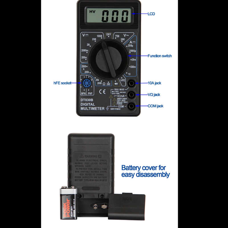 Digital Multimeter with Removable Battery Cover FC-8