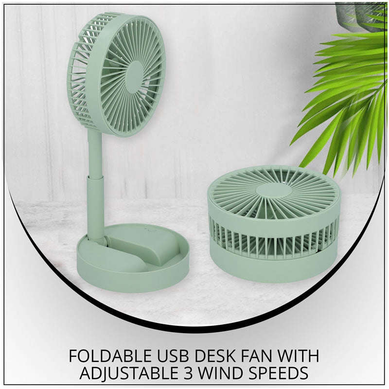 USB Rechargeable Folding Fan GREEN