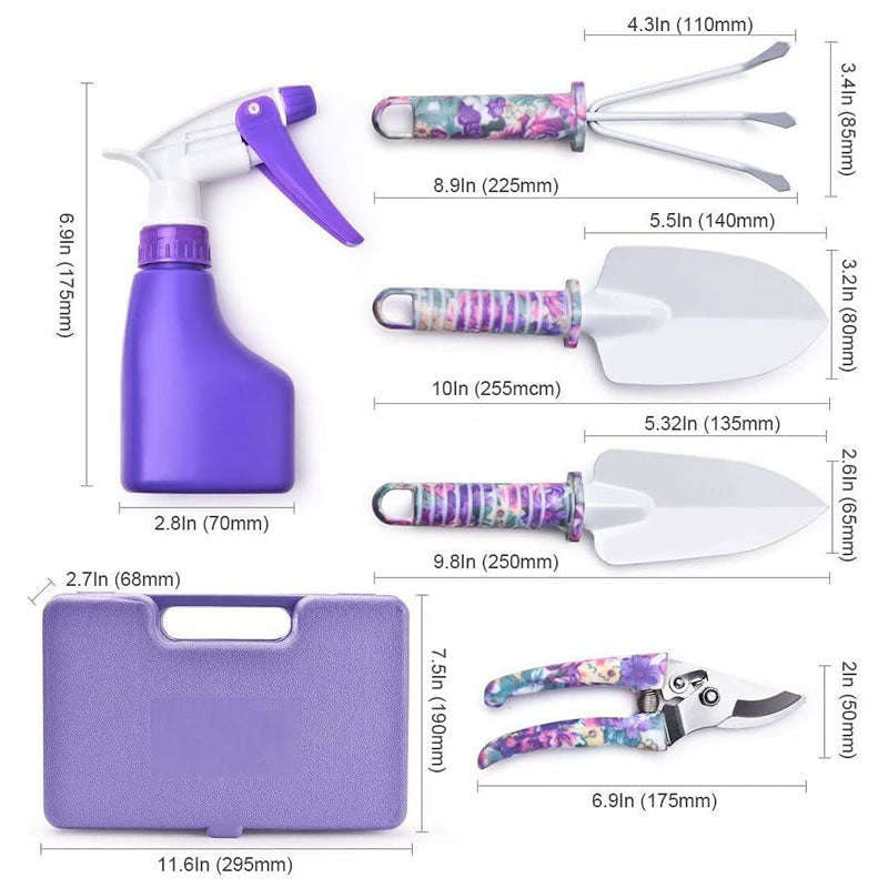5-Piece Floral Printed Garden Pruning Tool Set -XF0901