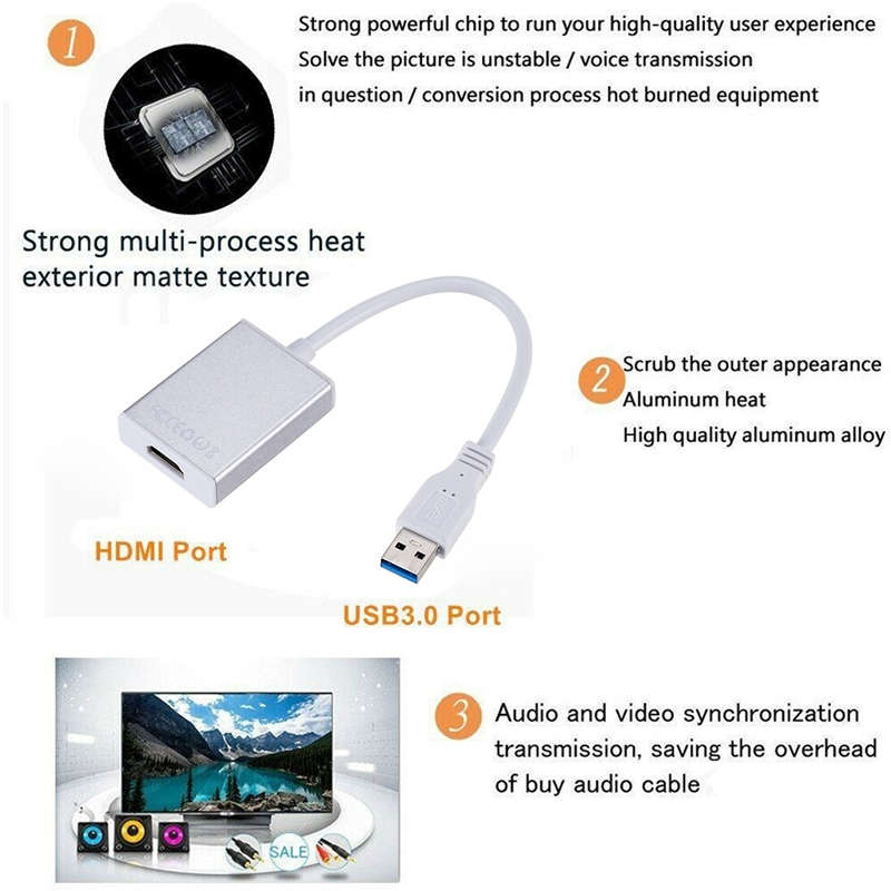 USB 3.0 to HDMI Female Adapter Cable- SE-L130