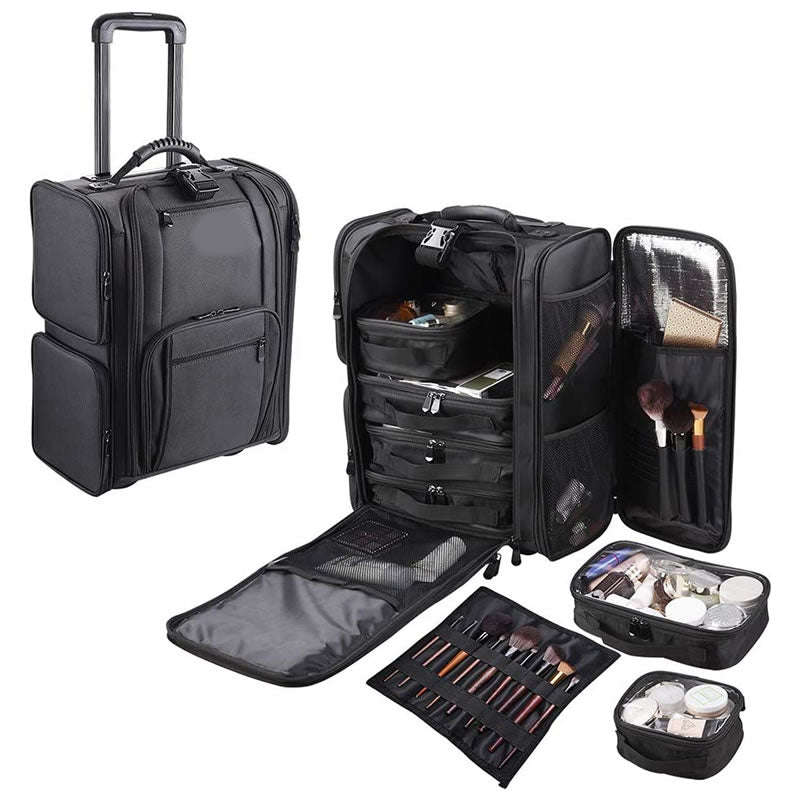 Professional Makeup Trolley Suitcase With Wheels Y229 BLACK