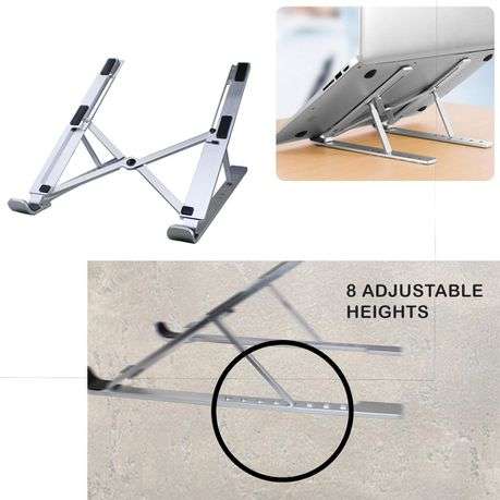 Portable Adjustable Foldable Aluminium Laptop Desk Stand & Carry Pouch