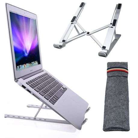 Portable Adjustable Foldable Aluminium Laptop Desk Stand & Carry Pouch