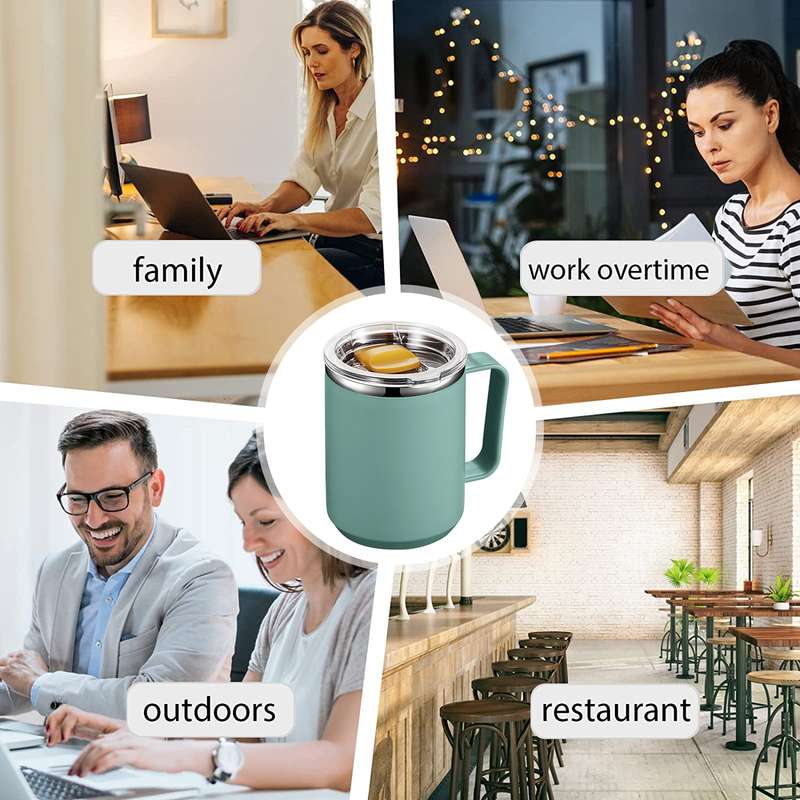 450ml Double-Layer Insulation Cups With Handle HP-35 GREEN