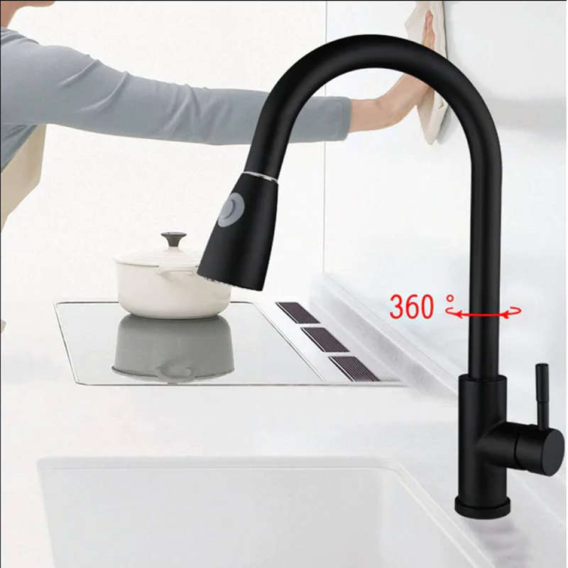 Brass Extendable Kitchen Mixer and Pressure Adjustment- AY406-054