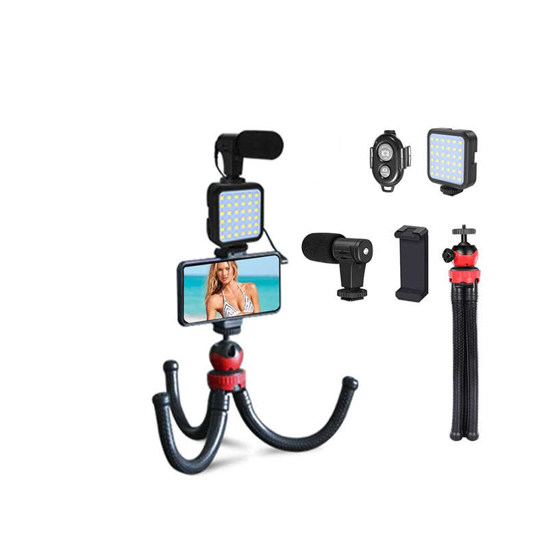Vlogging Kit with Led Light Microphone and Tripod KIT-04LM