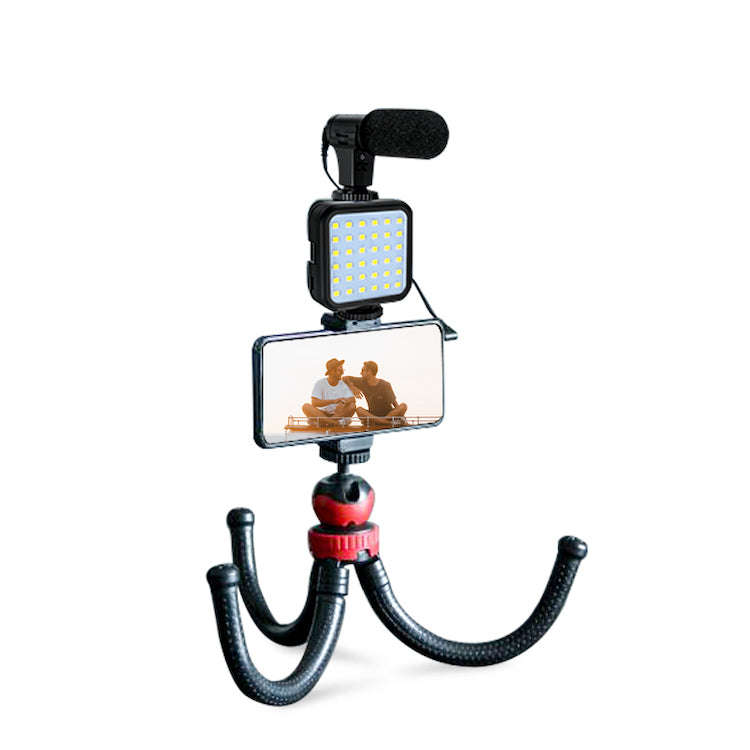 Vlogging Kit with Led Light Microphone and Tripod KIT-04LM
