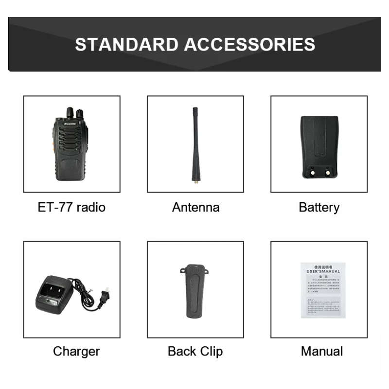 2-Piece 10km Handheld Crystal Clear Sound Walkie Talkie Set CA-53