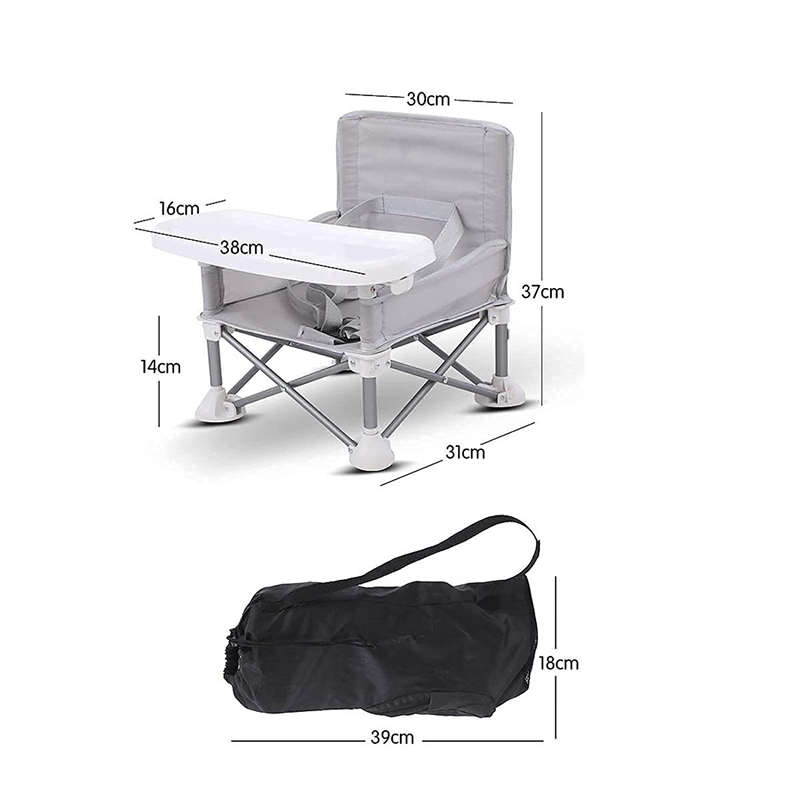 Foldable Feeding Baby Chair With Detachable Tray-MU-5-GREY