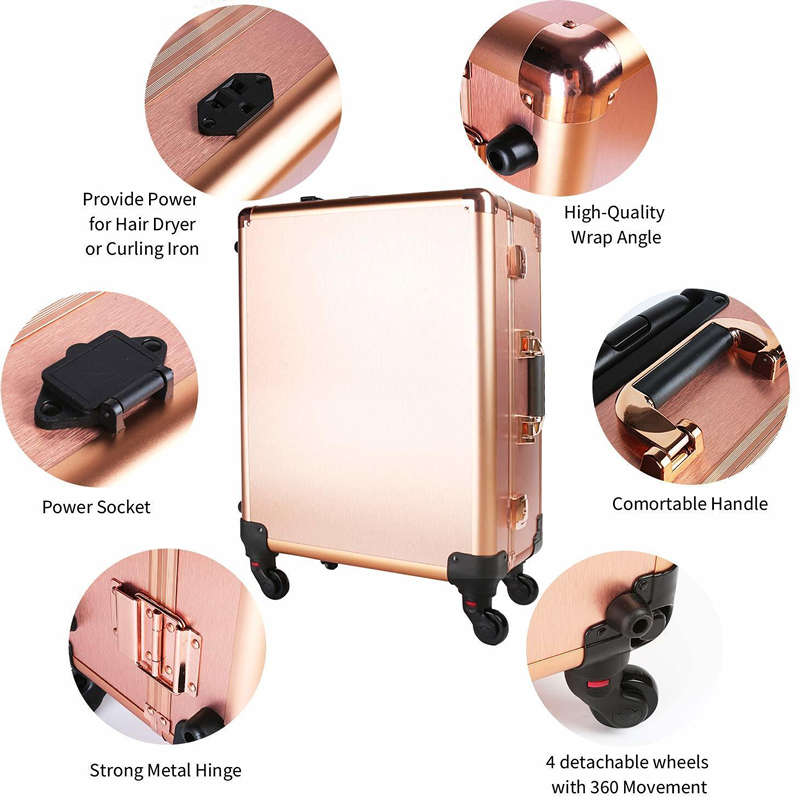 Professional Makeup Station Case Box Stand with Lights Mirror and Wheels