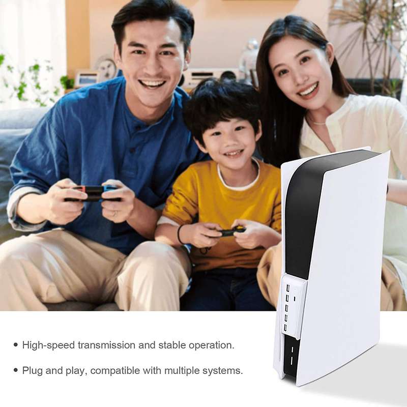 5 Port USB 3.0 HUB for PS5 Console/PS5 Digital Edition Console - Black