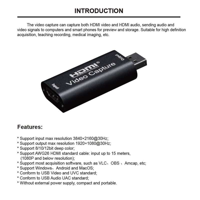 HDMI to USB2.0 1080p Audio Video Capture