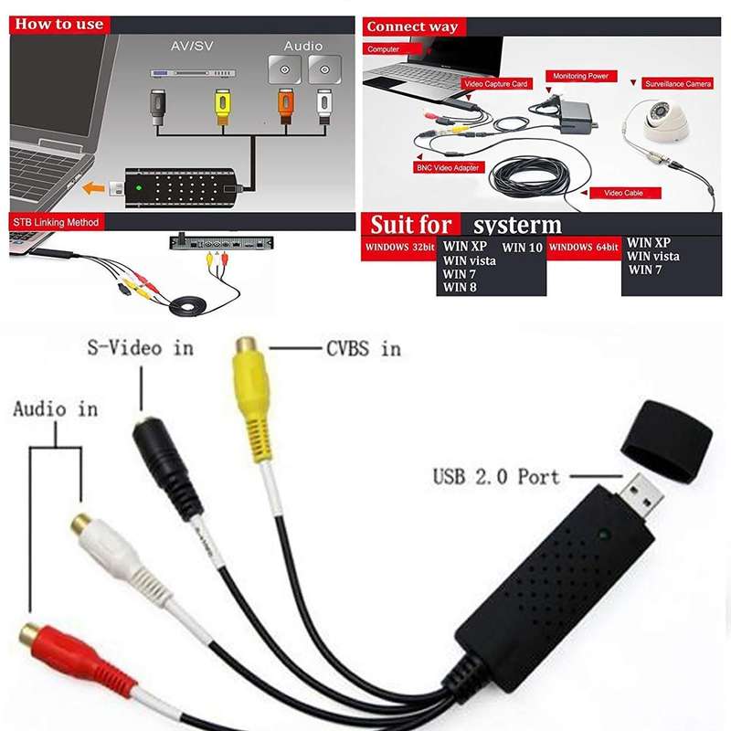 VHS to Digital Converter USB 2.0 Video Converter Audio Capture