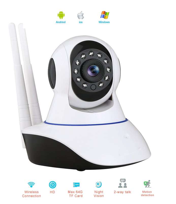 Dual Antenna P2P Wireless 720P P/T IP Camera Cam Network Camera