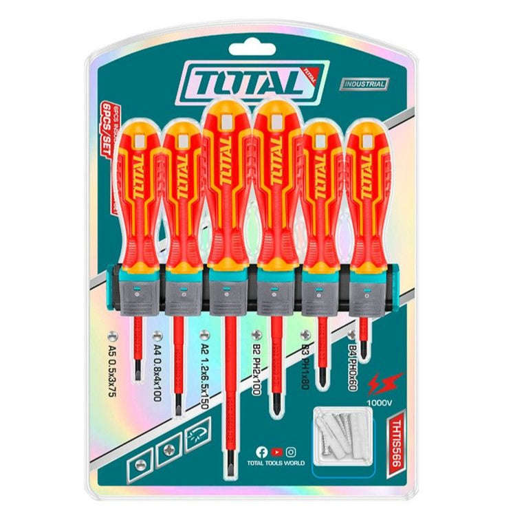 Total Industrial Insulated Screwdriver Set - 6 Piece