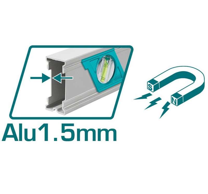 Total 600mm Spirit Level with Powerful Magnets
