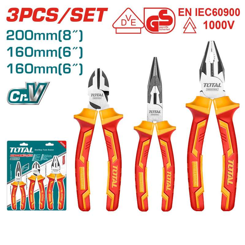 Total Pliers Set Heavy-Duty Insulated  - 3pcs