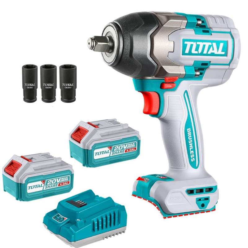 Total Cordless Impact Wrench 1/2" 850Nm + Battery & Charger Set