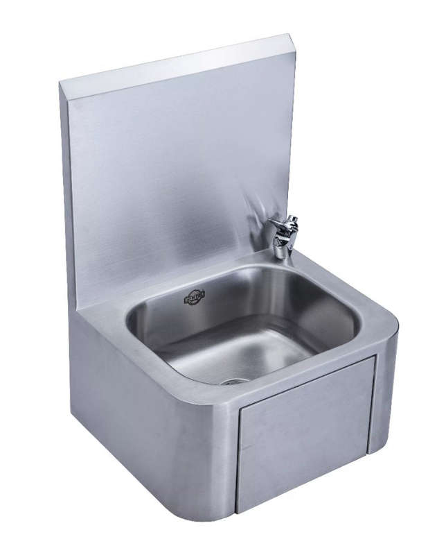 Wall Mount Knee Operated Hand Washing Sink With Splashback