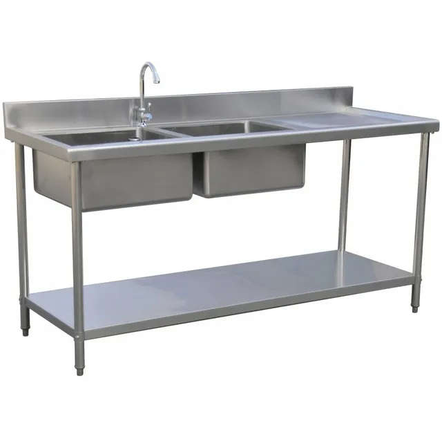 Double Bowl Sink - 1700mm x 700mm x 900mm High - RHS Work Area