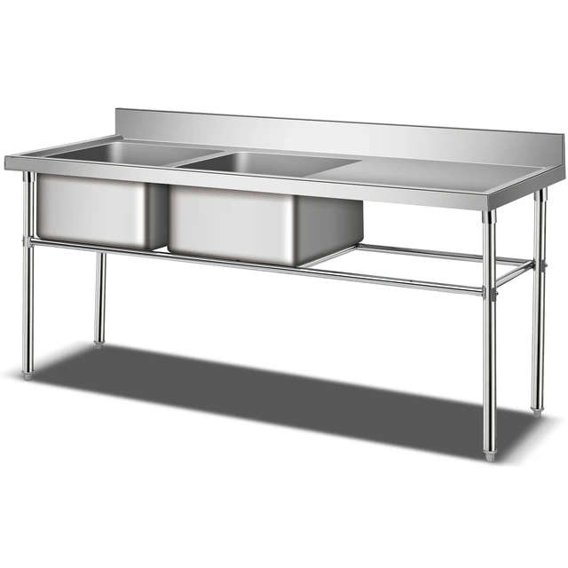 Double Bowl Sink - 1700mm x 700mm x 900mm High - RHS Work Area