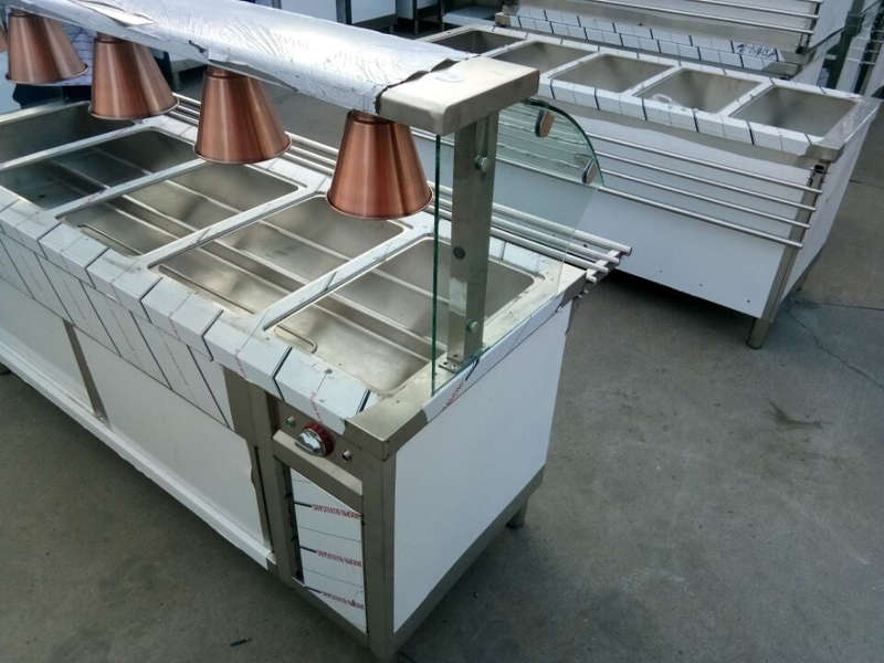 COMMERCIAL BAIN MARIE FOOD WARMER WITH LAMPS  -  1900mm x 700mm x 900mmH