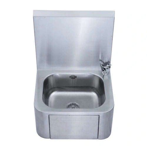 Wall Mount Knee Operated Hand Washing Sink With Splashback