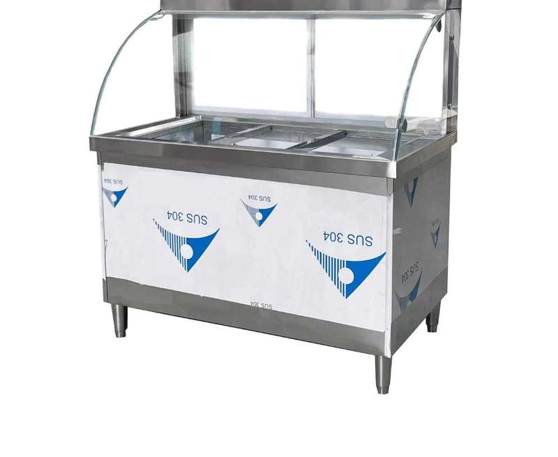 GLASS COVER COMMERCIAL BAIN MARIE FOOD WARMER 3 DIVISION - 1220mm x 700mm x 900mmH