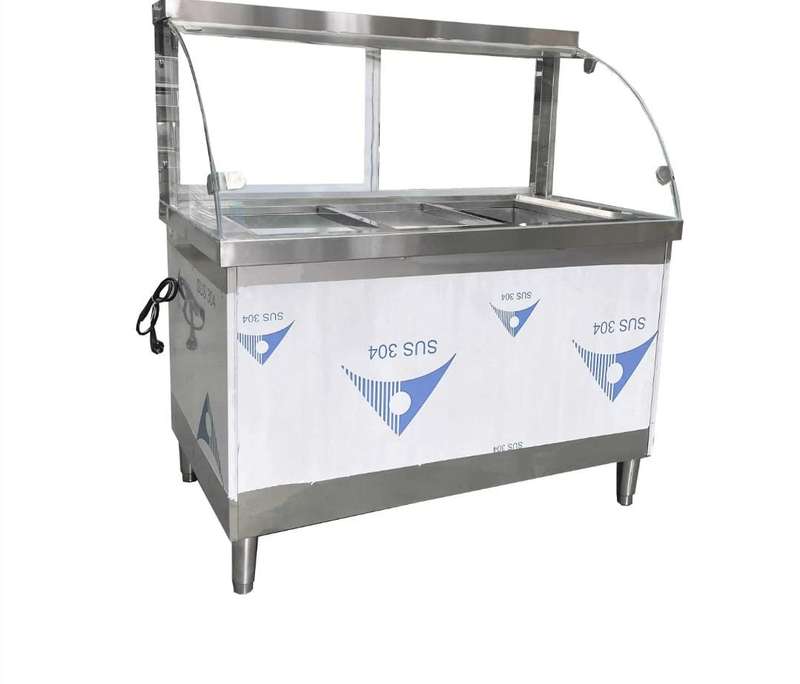 GLASS COVER COMMERCIAL BAIN MARIE FOOD WARMER 3 DIVISION - 1220mm x 700mm x 900mmH