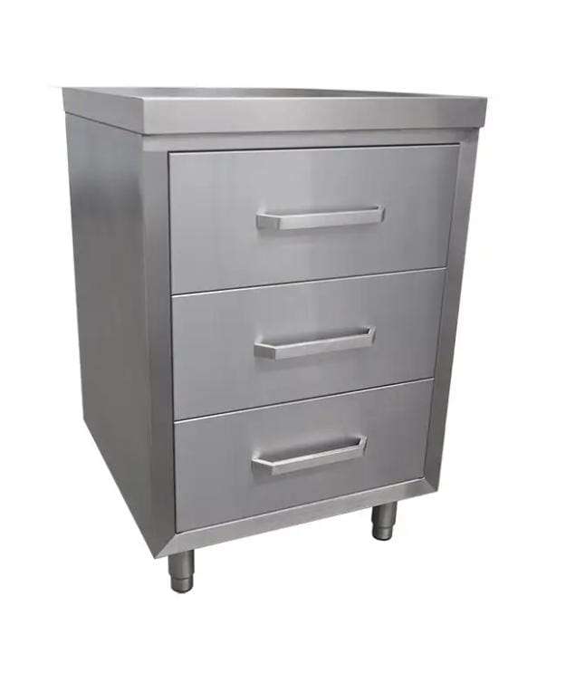 Stainless Steel Drawer Cabinet  Service  Counter    3 Drawer  - 600 x 700 x 900mm high.