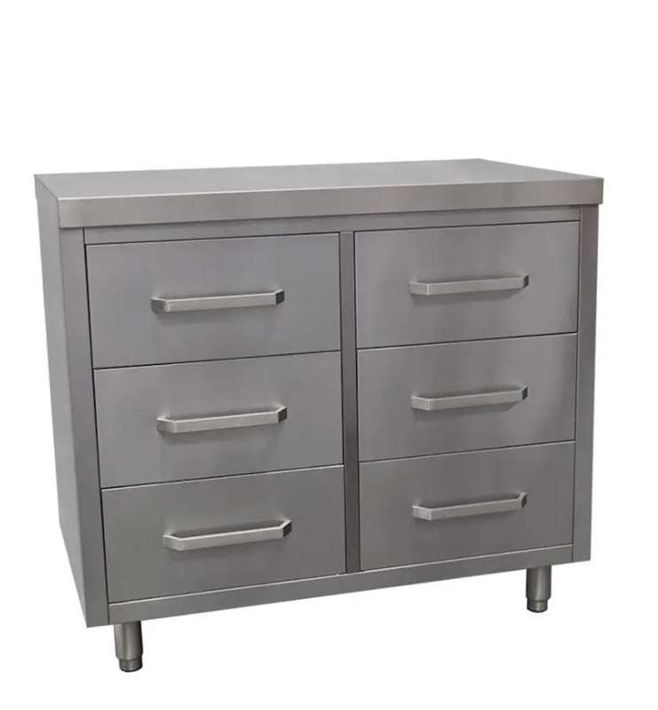Stainless Steel Drawer Cabinet Service Counter 6 Drawer - 1200m x 700mm x 900mmH