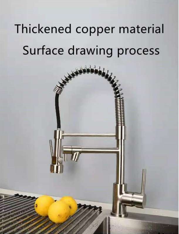 Sturdy Silver Pull Out Spring Kitchen Sink Faucet With Single Handle Water Tap