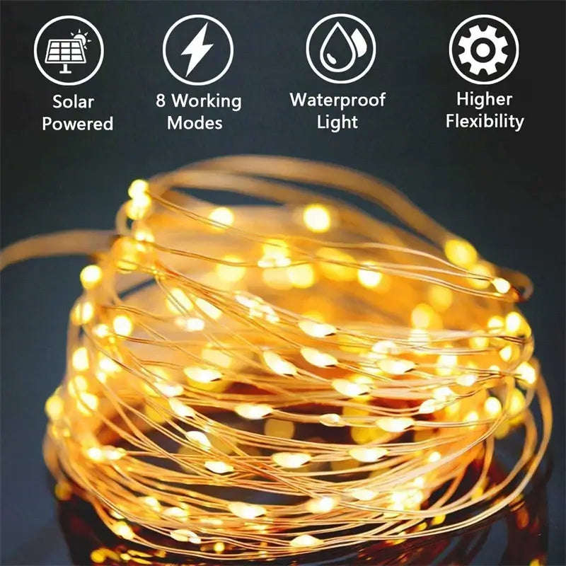 LED Outdoor Solar String Lights - 12m, 100 LED
