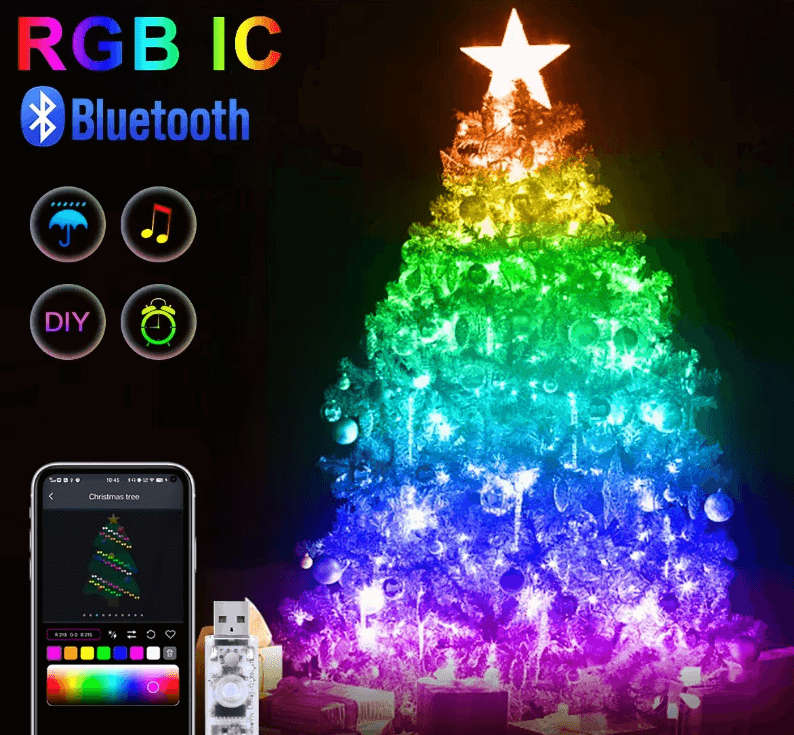 LED Smart String Fairy DIY Lights with Bluetooth and Remote - USB Powered