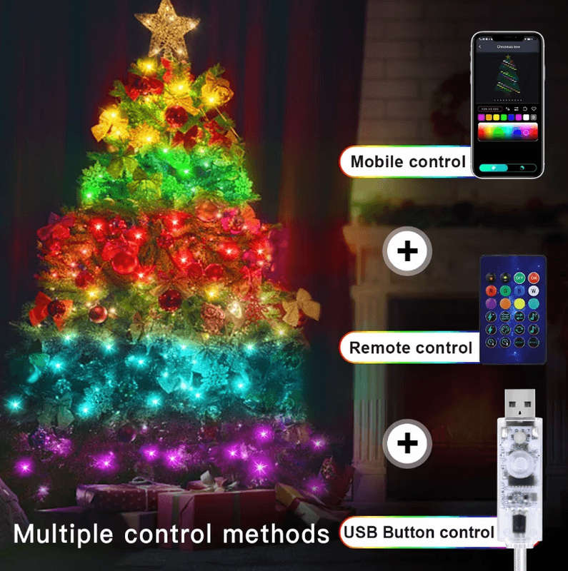 LED Smart String Fairy DIY Lights with Bluetooth and Remote - USB Powered
