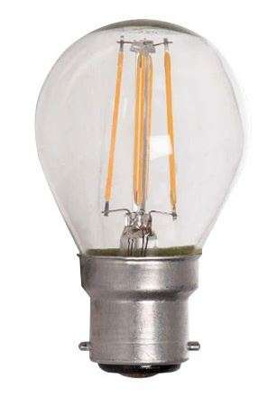 Globe - LED Clear Filament Globe A60 B22 4W 360lm Warm White
