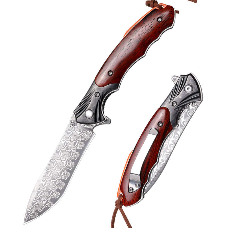 Koch - Handmade Stainless Damascus Folding Knife - KKDK002