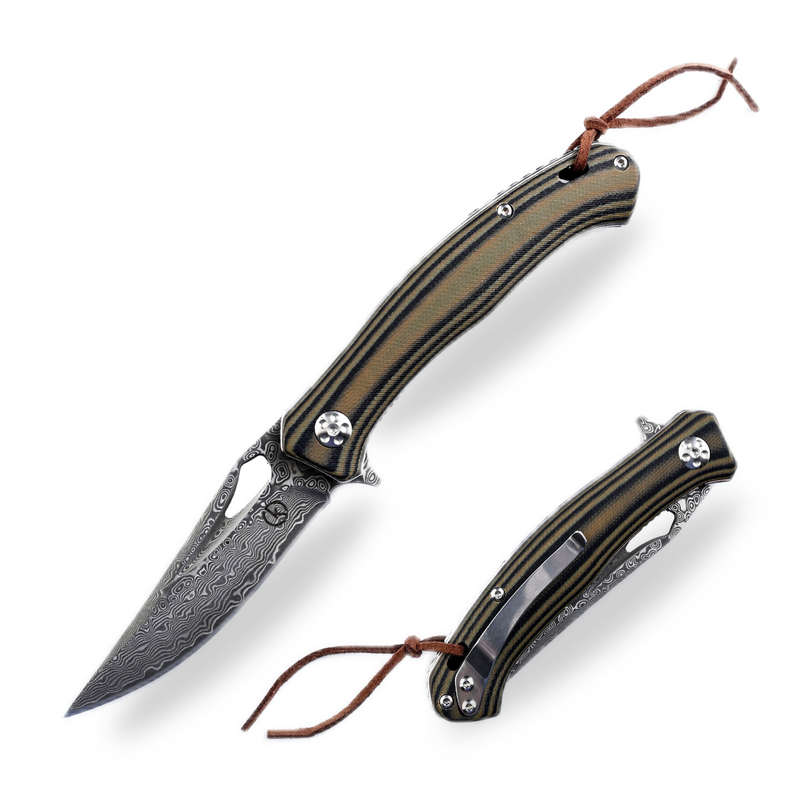 Koch - Handmade Stainless Damascus folder G10 - GT958D